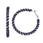 Blue Wrapped Hoop Earrings, Women's, Navy