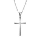 Cubic Zirconia Sterling Silver Cross Pendant Necklace, Women's, Size: 18, White