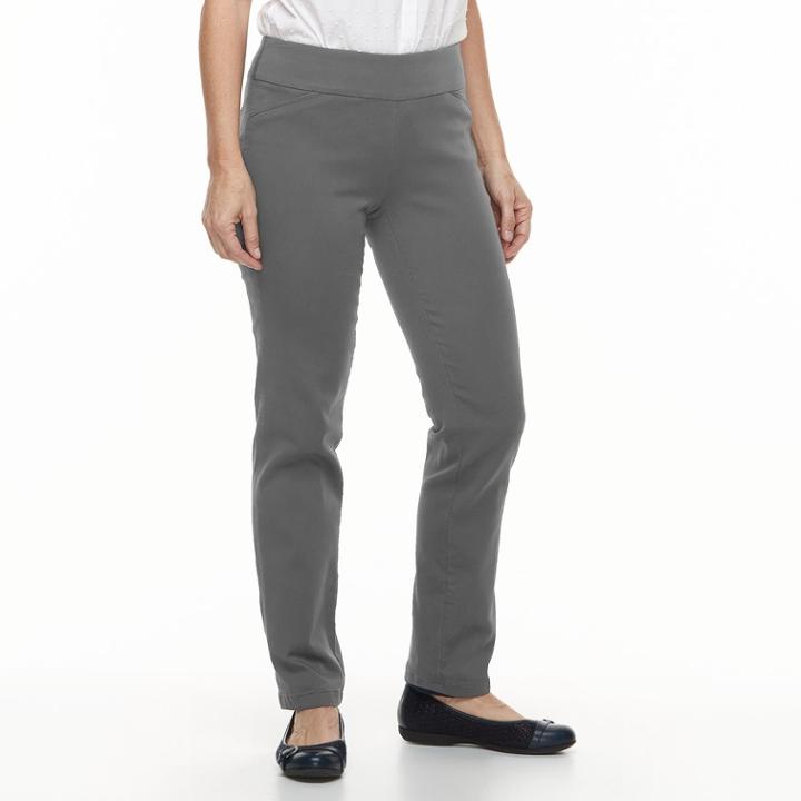 Women's Croft & Barrow&reg; Effortless Stretch Pull-on Pants, Size: 14, Med Grey