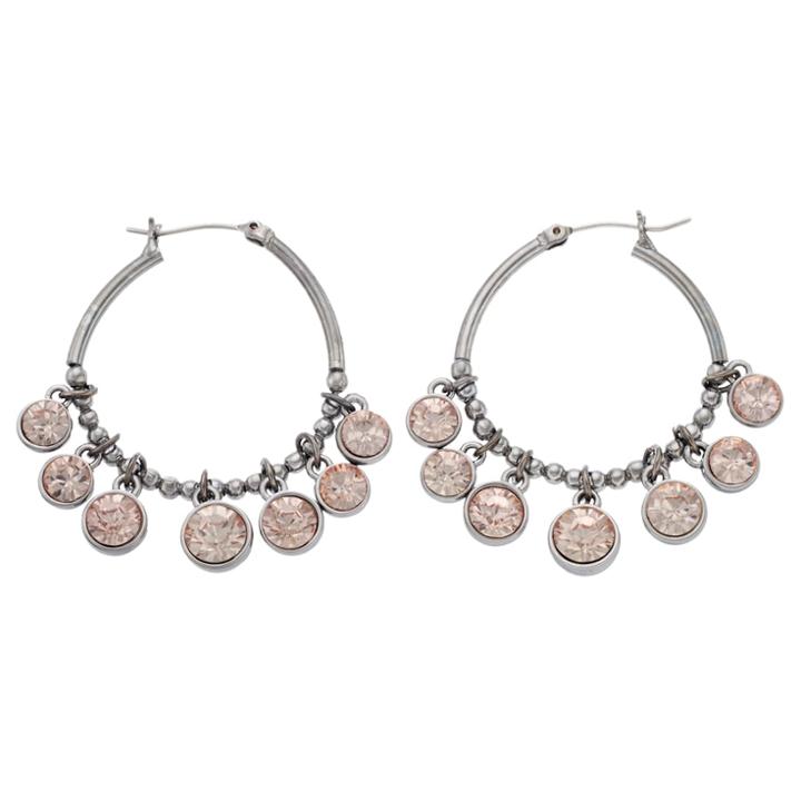 Simply Vera Vera Wang Pink Shaky Simulated Crystal Nickel Free Hoop Earrings, Women's