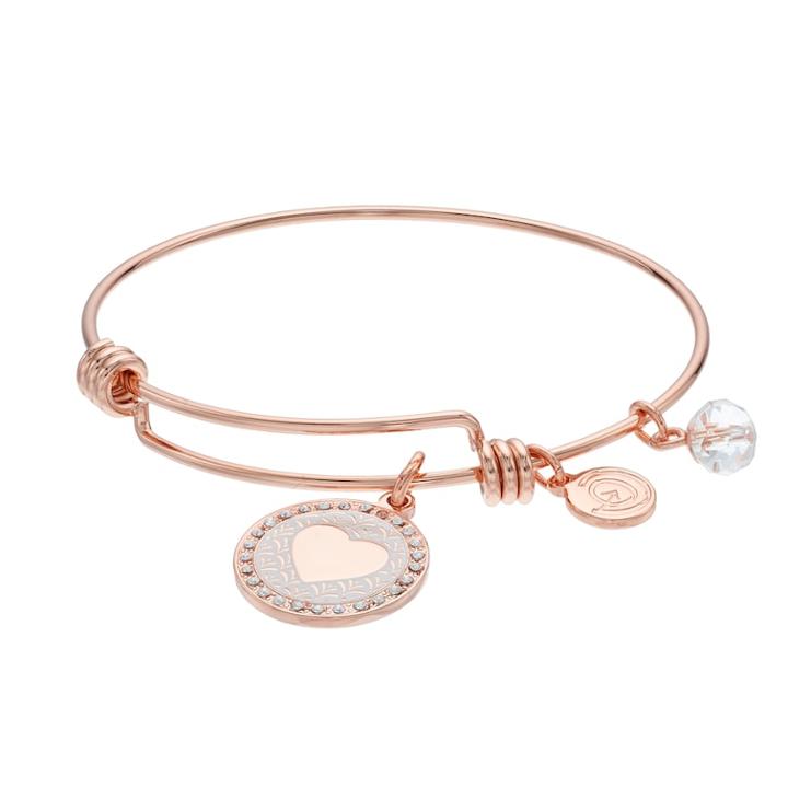 Love This Life Make My Heart Smile Charm Bangle Bracelet, Women's, White