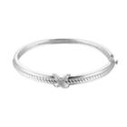 Sterling Silver Diamond Accent X Bangle Bracelet, Women's, Size: 7.5, Grey