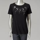 Women's Simply Vera Vera Wang Floral Pailette Tee, Size: Xl, Black