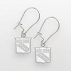 Logoart New York Rangers Sterling Silver Logo Drop Earrings, Women's, Grey