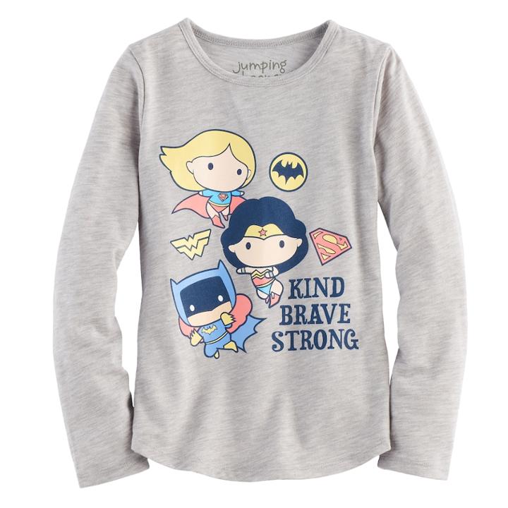 Girls 4-10 Jumping Beans&reg; Dc Comics Super Girl, Wonder Woman & Bat Girl Super Heroes Tee, Size: 10, Med Grey
