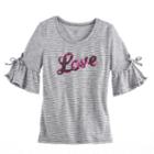 Girls 7-16 So&reg; 3/4-length Bell Sleeve Sequin Striped Tee, Size: 16, Oxford