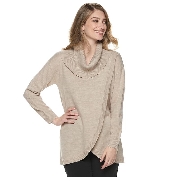 Women's Napa Valley Cowlneck Tulip-hem Tunic Sweater, Size: Xl, White