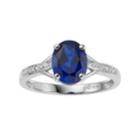 Sterling Silver Oval Cut Lab-created Sapphire & Diamond Accent Ring, Women's, Size: 5, Blue