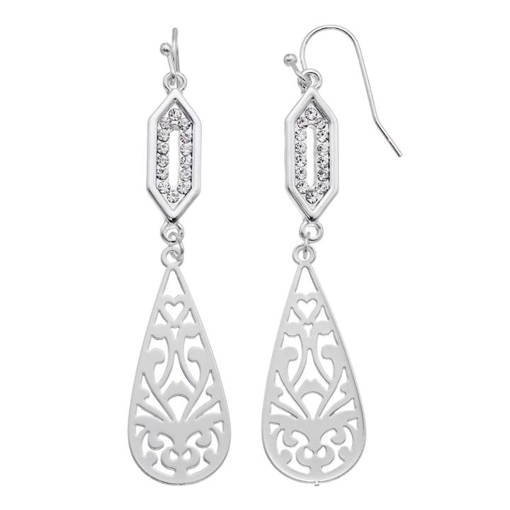 Lc Lauren Conrad Filigree Teardrop Nickel Free Drop Earrings, Women's, Silver