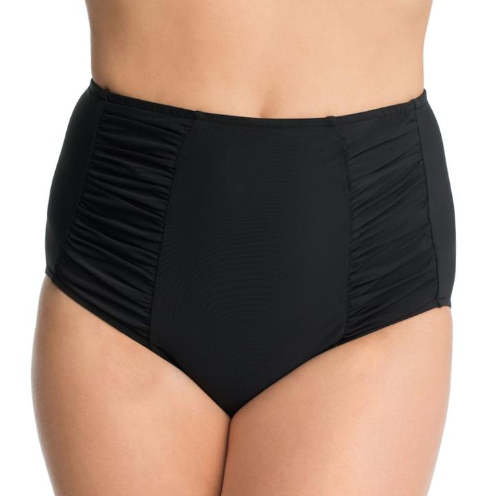 Women's Upstream High Waist Shirred Bikini Bottoms, Size: 8, Black