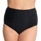 Women's Upstream High Waist Shirred Bikini Bottoms, Size: 8, Black