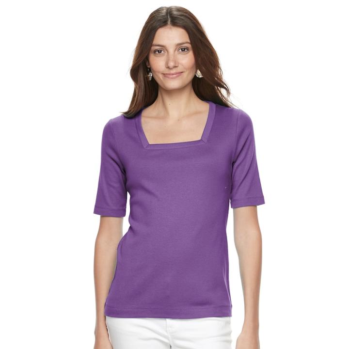 Women's Croft & Barrow&reg; Squareneck Tee, Size: Xs, Purple
