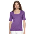 Women's Croft & Barrow&reg; Squareneck Tee, Size: Xs, Purple