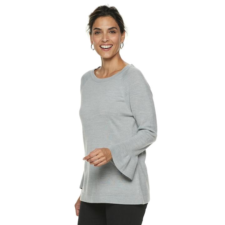 Women's Napa Valley Boatneck Bell-sleeve Sweater, Size: Xl, Light Grey