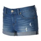 Juniors' So&reg; Rolled Denim Shortie Shorts, Girl's, Size: 9, Med Blue