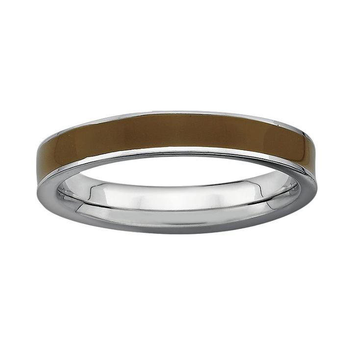 Stacks And Stones Sterling Silver Brown Enamel Stack Ring, Women's, Size: 7