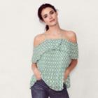 Women's Lc Lauren Conrad Pleated Cold-shoulder Top, Size: Xs, Light Blue