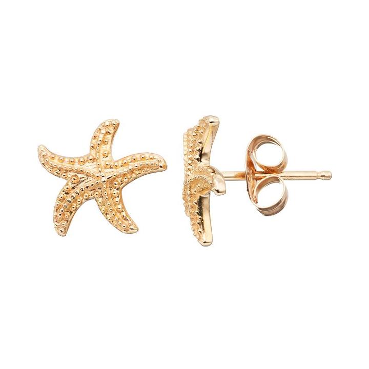 10k Gold Starfish Stud Earrings, Women's