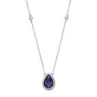 Sterling Silver Lab-created Sapphire & White Topaz Teardrop Necklace, Women's, Size: 18, Blue
