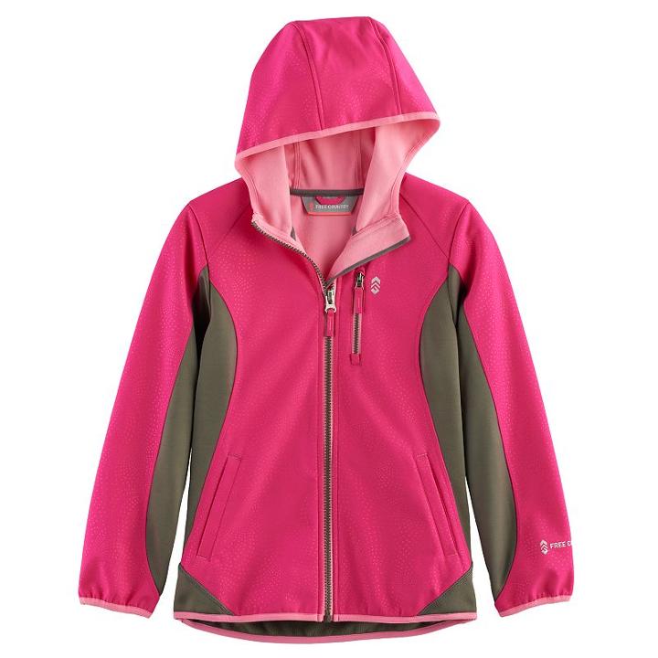Girls 4-16 Free Country Lightweight Embossed Dot Colorblock Softshell Jacket, Size: 7-8, Med Red