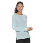 Juniors' So&reg; Lace-up Sleeve Sweater, Teens, Size: Xl, Light Blue
