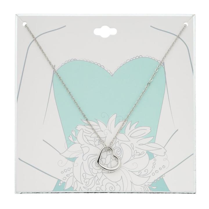 Silver Tone Sideways Heart Pendant Necklace, Women's