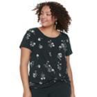 Juniors' Plus Size Candie's&reg; Knot-front Crepe Top, Teens, Size: 1xl, Black