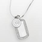 Logoart Chicago Cubs Sterling Silver Cubic Zirconia Logo Dog Tag Pendant, Women's, Size: 18, Grey