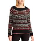 Women's Chaps Striped Scoopneck Sweater, Size: Small, Black