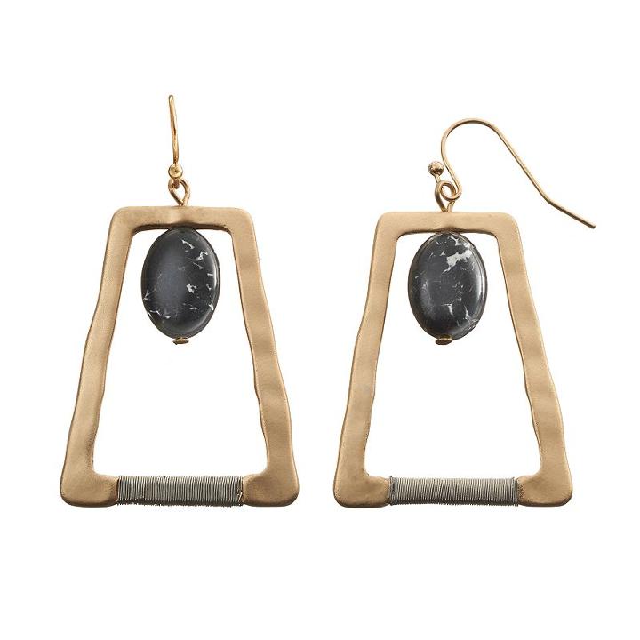 Gs By Gemma Simone Jazz Age Glam Ellington Hammered Drop Earrings, Women's, Black
