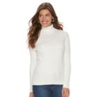 Petite Croft & Barrow&reg; Ribbed Turtleneck Sweater, Women's, Size: Xs Petite, White