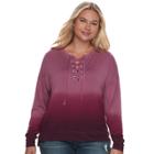 Juniors' Plus Size Mudd&reg; Lace-up Sweatshirt, Teens, Size: 1xl, Purple