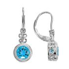 Sterling Silver Blue Topaz And Lab-created White Sapphire Drop Earrings, Women's