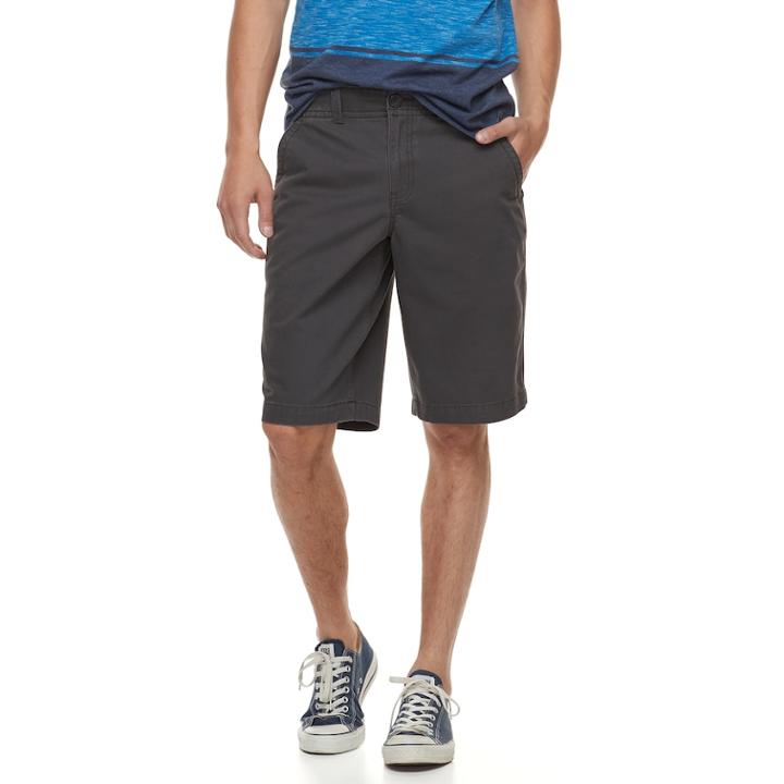 Men's Urban Pipeline&reg; Ultimate Twill Flat-front Shorts, Size: 34, Grey
