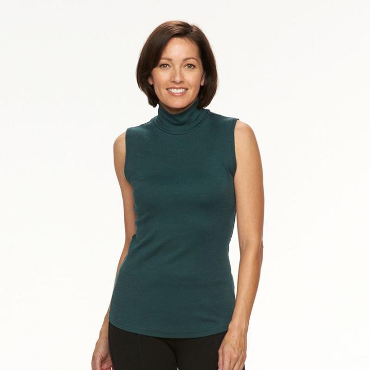 Women's Croft & Barrow&reg; Sleeveless Mockneck Top, Size: Xl, Dark Green