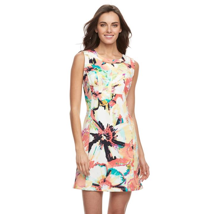 Women's Nina Leonard Printed Sheath Dress, Size: Large, Multicolor