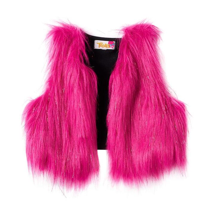Girls 7-16 Dreamworks Trolls Sparkly Faux-fur Vest, Size: Small, Pink Other