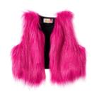 Girls 7-16 Dreamworks Trolls Sparkly Faux-fur Vest, Size: Small, Pink Other