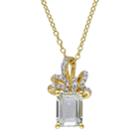 Stella Grace Laura Ashley Sterling Silver Green Quartz & 1/10 Carat T.w. Diamond Bow Pendant, Women's, Size: 18