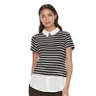 Women's Elle&trade; Mock-layer Top, Size: Medium, Black