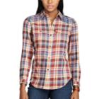 Petite Chaps Plaid Button-down Work Shirt, Women's, Size: Xl Petite, Lt Beige