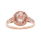 14k Rose Gold Over Silver Simulated Morganite And Lab-created White Sapphire Crown Ring, Women's, Size: 7, Pink