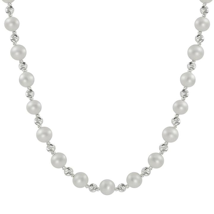 Pearlustre By Imperial Sterling Silver Freshwater Cultured Pearl Necklace, Women's, Size: 18, White