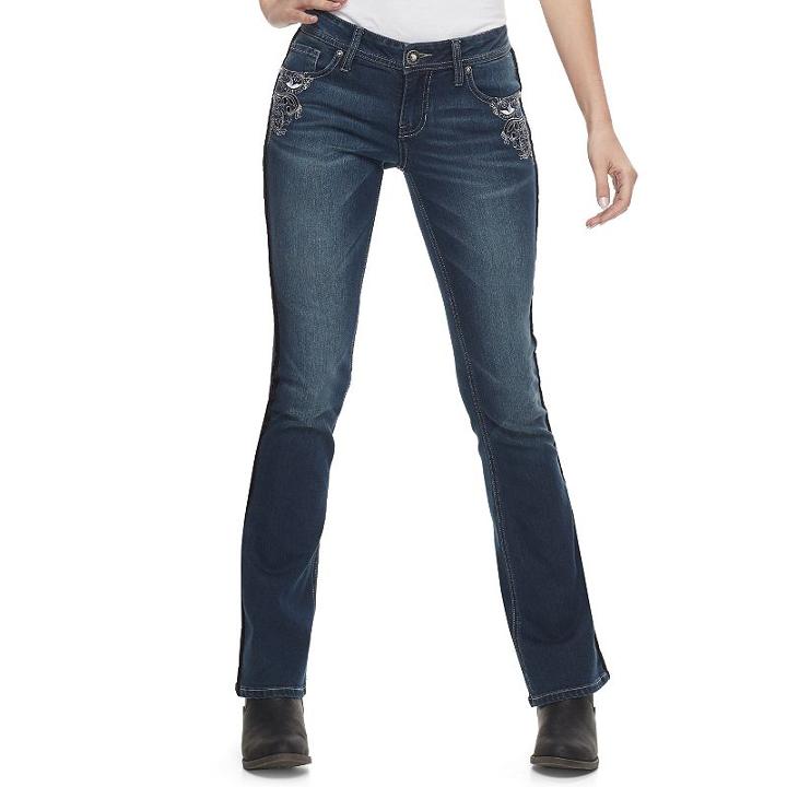 Juniors' Hydraulic Lola Velvet Stripe Bootcut Jeans, Teens, Size: 13, Blue