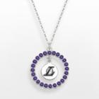 Logoart Los Angeles Lakers Silver Tone Crystal Logo Charm Circle Pendant, Women's, Size: 18, Purple