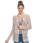 Juniors' Mudd&reg; Lace-up Back Pointelle Cardigan, Teens, Size: Xl, Light Pink