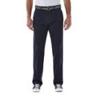 Men's Haggar Poplin Stretch Flat-front Pants, Size: 32x30, Blue (navy)