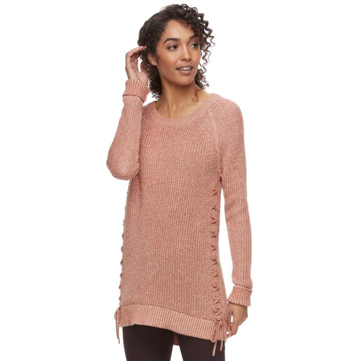 Women's Sonoma Goods For Life&trade; Lace-up Crewneck Sweater, Size: Xxl, Med Brown