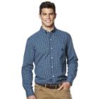 Big & Tall Chaps Plaid Easy-care Poplin Shirt, Men's, Size: L Tall, Blue