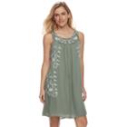Women's Sonoma Goods For Life&trade; Embroidered Shift Dress, Size: Small, Med Green